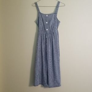 Linen Black and White Striped Dress